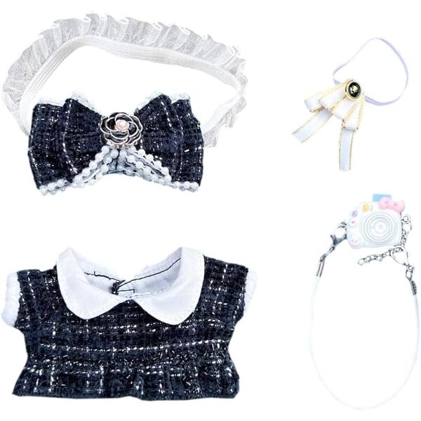 Abbigliamento per bambole peluche 10-15 cm con accessori - niannyyhouse nero 15 cm