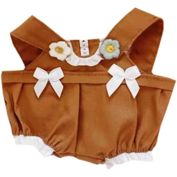 Salopette in peluche marrone per bambole 10-15 cm e 20 cm niannyyhouse