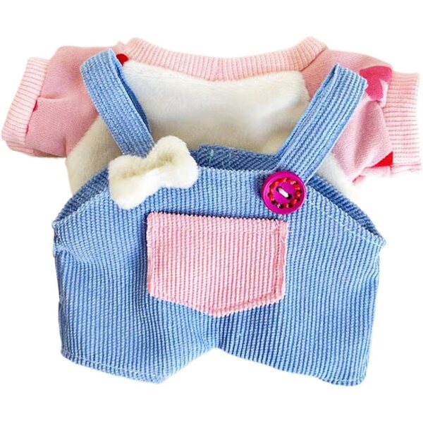 Salopette e top per bambole peluche 20 cm - vestiti colorati e resistenti Teksome