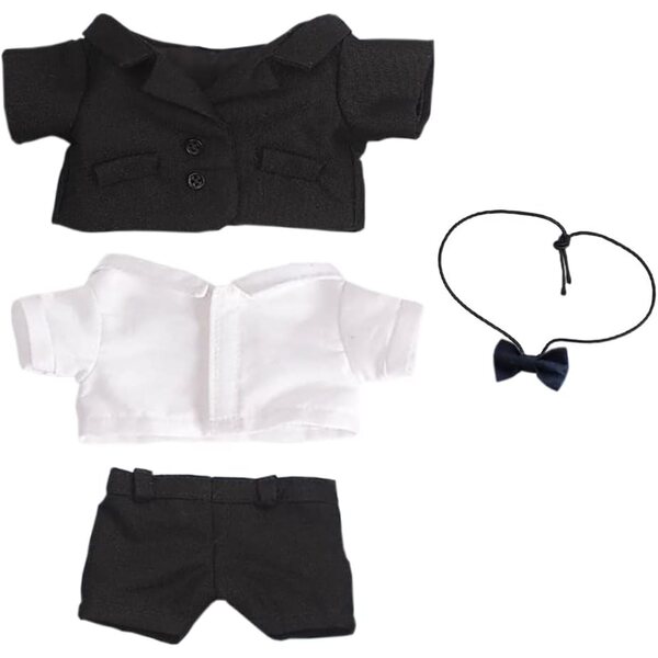 Costume elegante nero con papillon per bambole in peluche 20 cm niannyyhouse