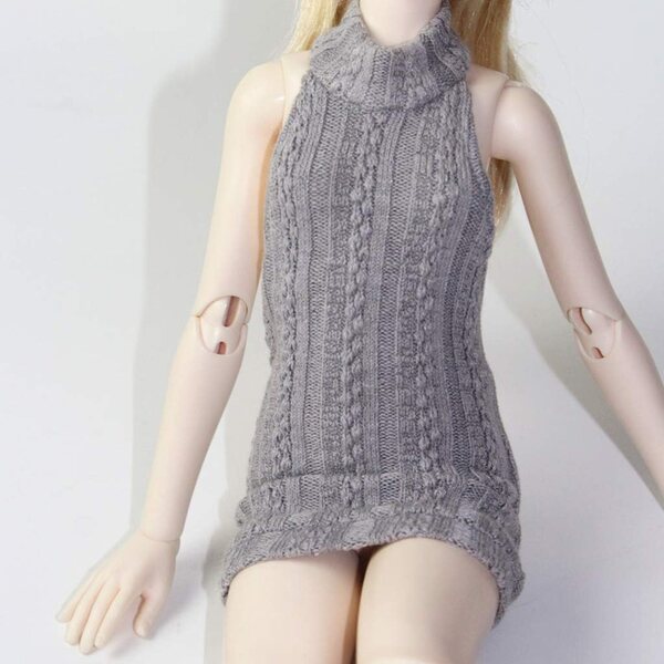 Strickpullover mit offenem Rücken für 1/4 Puppen – F Fityle Grau