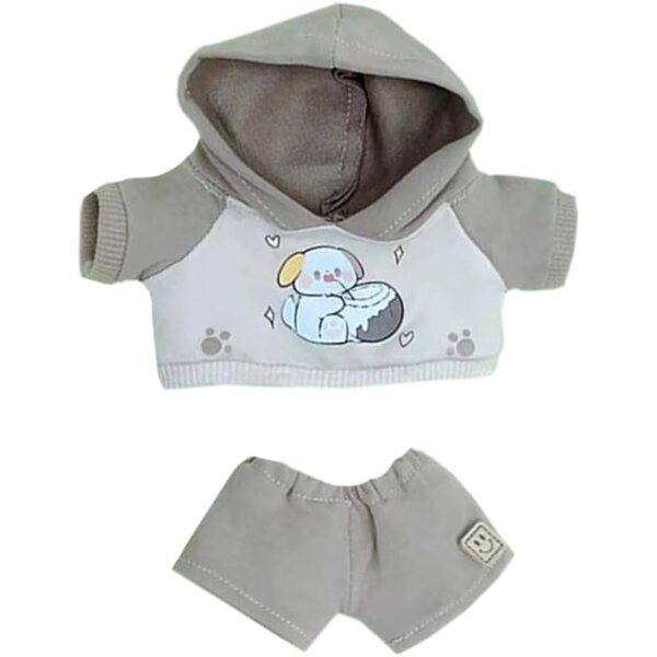 niannyyhouse Pantalone e Felpa Cappuccio in Peluche per Bambole 20 cm Motivo Panda Kaki