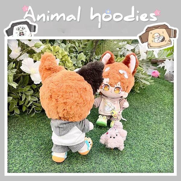 niannyyhouse Pantalone e Felpa Cappuccio in Peluche per Bambole 20 cm Motivo Panda Kaki