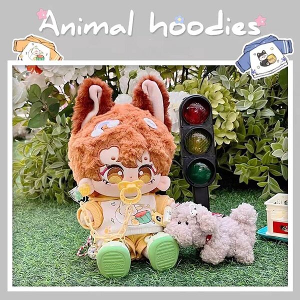 niannyyhouse Pantalone e Felpa Cappuccio in Peluche per Bambole 20 cm Motivo Panda Kaki