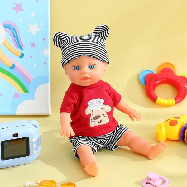 SOIMISS Tenuta a Righe per Bambole 25 cm | Completo Cotone Unisex con Pantaloni e Cappello