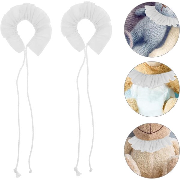 NOLITOY Mini Collari per Bambole 10-15 cm, 3 Pezzi in Tessuto Bianco, Accessori Vintage