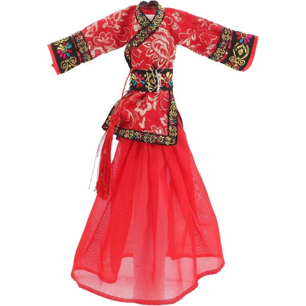 SOIMISS Costume Hanfu Tradizionale Cinese per Bambole – Abito Rosso Imperiale in Tessuto Fine