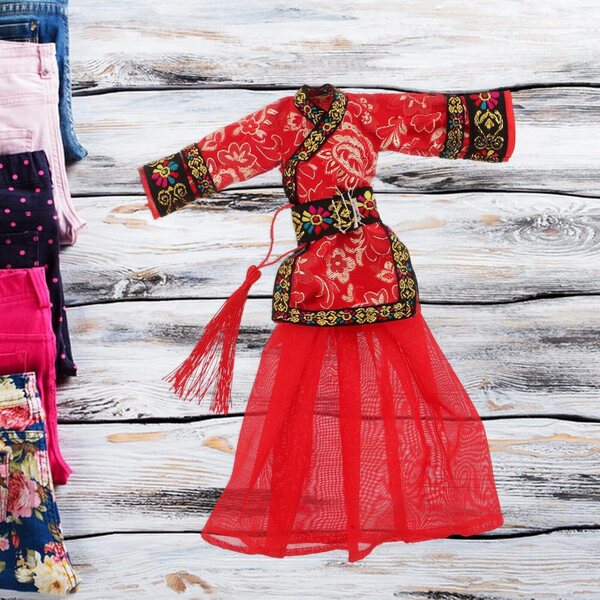 SOIMISS Costume Hanfu Tradizionale Cinese per Bambole – Abito Rosso Imperiale in Tessuto Fine