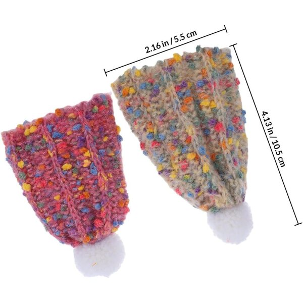Mini Bonnet in Lana Morbida per Bambole e Peluche, Set da 2, Diametro 5,5 cm