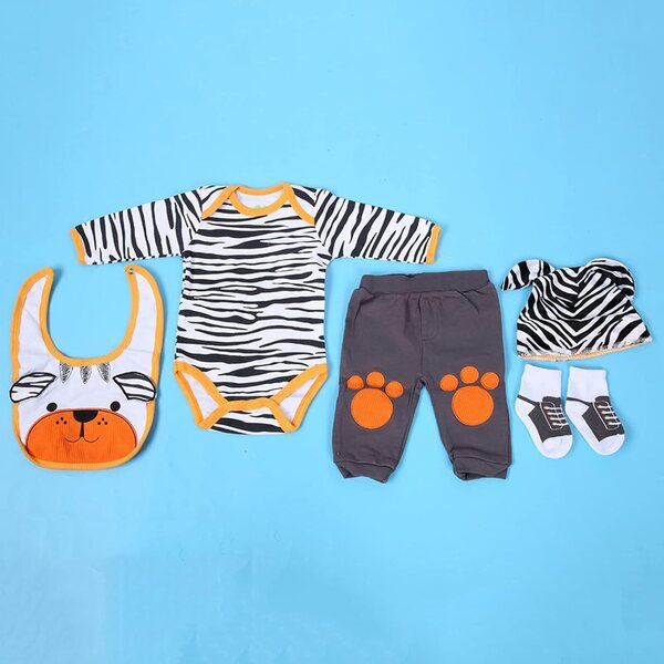 Cryfokt Abbigliamento Orso a Righe per Bambole 20-22 Pollici, 5 Pezzi Neonato