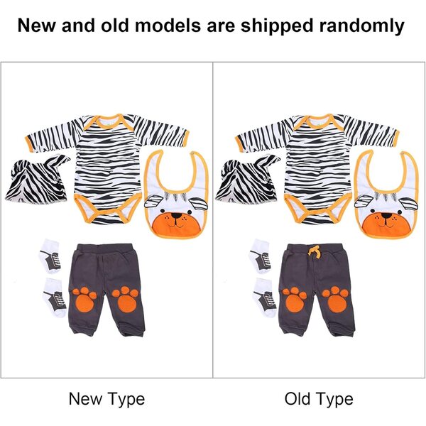 Cryfokt Abbigliamento Orso a Righe per Bambole 20-22 Pollici, 5 Pezzi Neonato