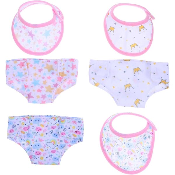 SOIMISS Set 6 Pezzi Biancheria per Bambole 43 cm Bavaglini e Mutandine in Cotone
