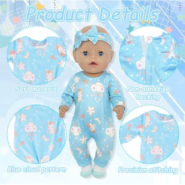 Abbigliamento Blue Cloud per bambole 14-18 pollici - Set completo e qualità premium