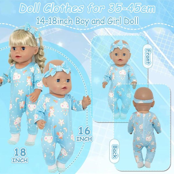 Abbigliamento Blue Cloud per bambole 14-18 pollici - Set completo e qualità premium
