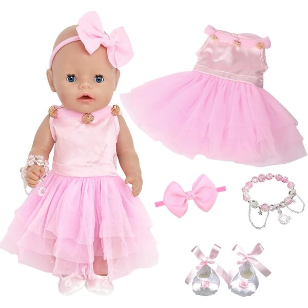 Costume rosa per bambola neonato da 43 cm - Vestito completo e realistico