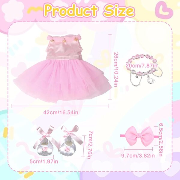 Costume rosa per bambola neonato da 43 cm - Vestito completo e realistico