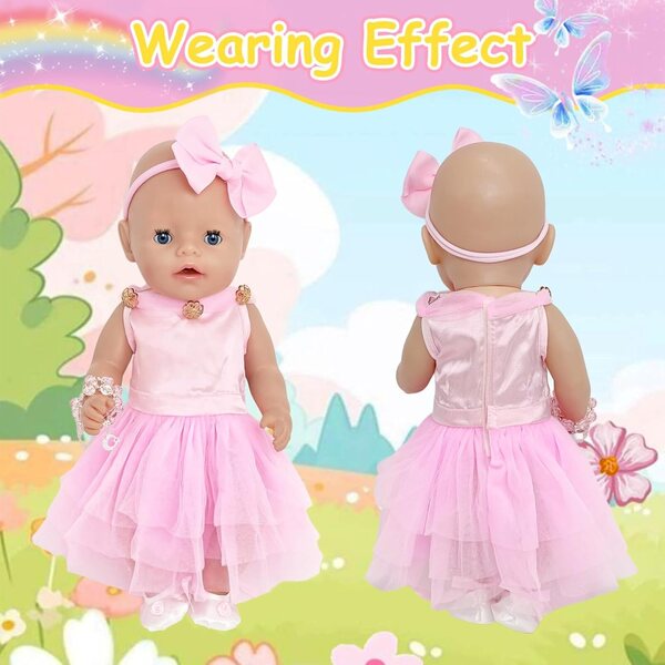Costume rosa per bambola neonato da 43 cm - Vestito completo e realistico