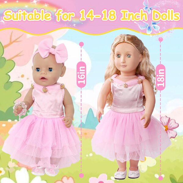 Costume rosa per bambola neonato da 43 cm - Vestito completo e realistico
