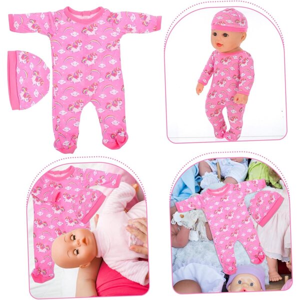 Vestiario per bambole WOONEKY con tuta e cappello multicolore per bambini
