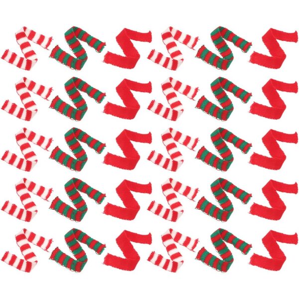 Hemobllo Set 30 mini sciarpe natalizie lavorate a maglia per bambole e decorazioni festive