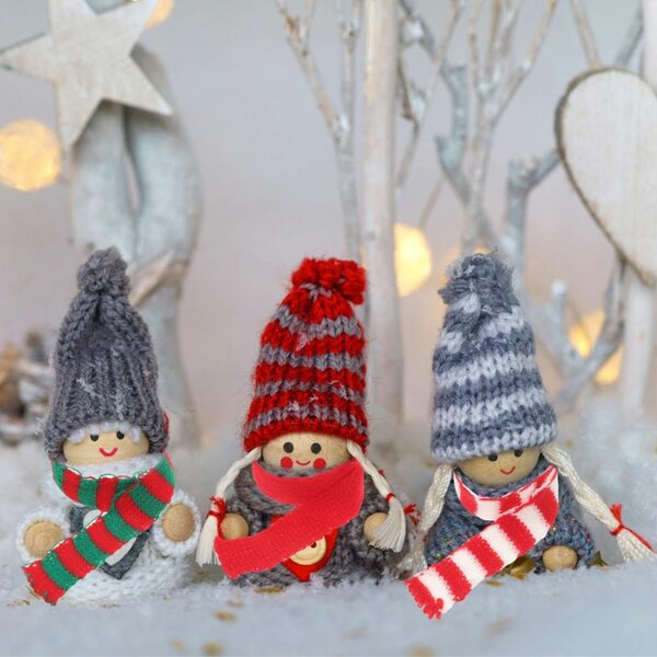 Hemobllo Set 30 mini sciarpe natalizie lavorate a maglia per bambole e decorazioni festive