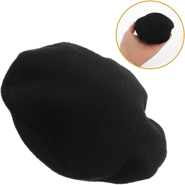 Basco francese in lana nera cm 10 per bambole, accessorio versatile e resistente