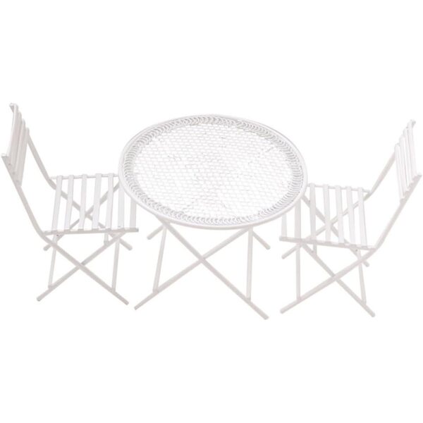 DECHOUS Set Tavolo e Sedia Miniatura in Ferro Bianco per Casa delle Bambole