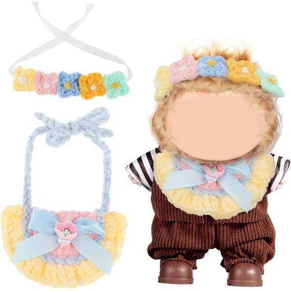 Accessori per Bambole Hemobllo: Bandeau Fiore e Mini Bavaglino in Cotone Morbido
