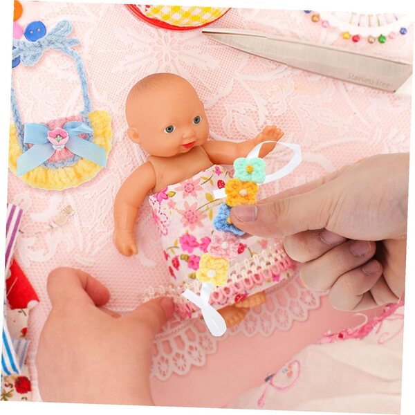 Accessori per Bambole Hemobllo: Bandeau Fiore e Mini Bavaglino in Cotone Morbido