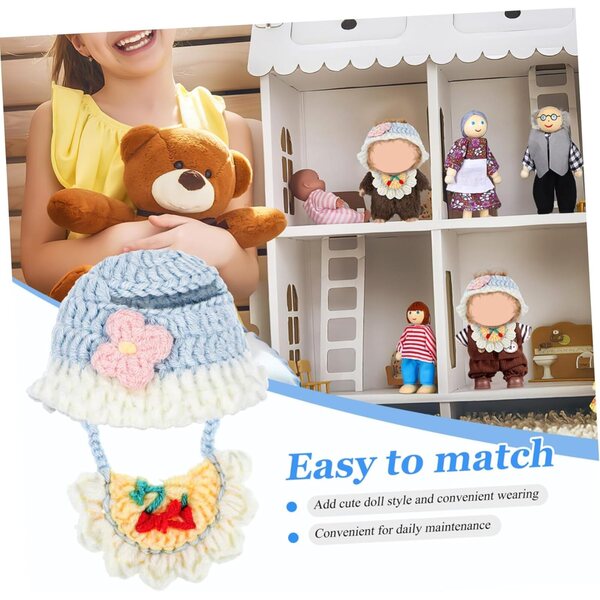 Puppenzubehör-Set: Baumwollmütze und Bandana-Lätzchen für 17-cm-Puppen