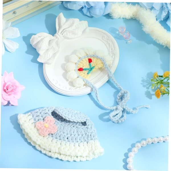 Puppenzubehör-Set: Baumwollmütze und Bandana-Lätzchen für 17-cm-Puppen