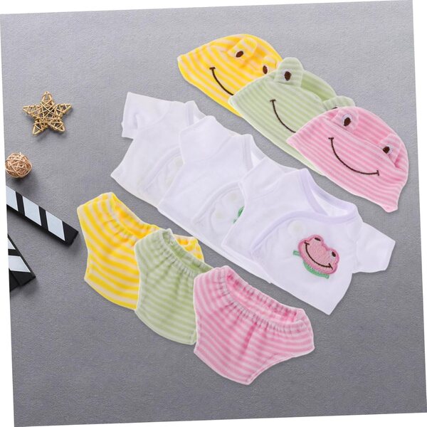 3er-Set Kleidung für Puppen 30 cm Unisex aus mehrfarbigem Polyester – handgefertigte Accessoires