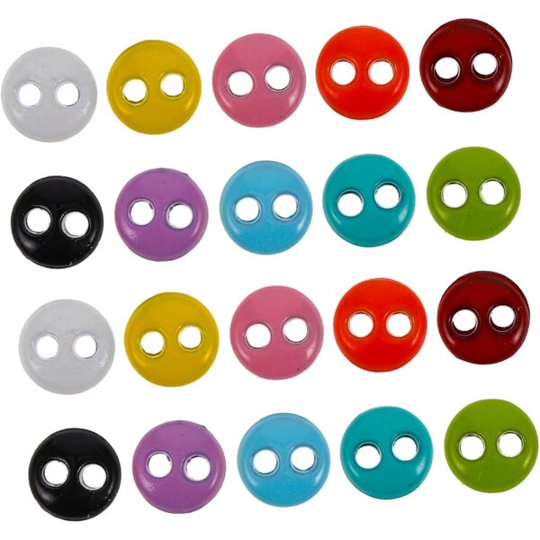 Set 20 Mini Bottoni Colorati in Plastica per Vestiti di Bambole - Accessori Creativi