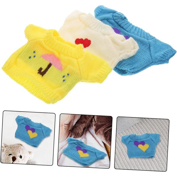 Set 3 Maglioni per Orsetti in Peluche, Vestiti Colorati e Intercambiabili per Bambini