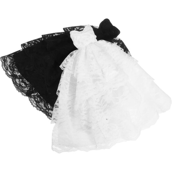 Abiti da Sposa Miniature per Bambole: Set 2 Pezzi Bianco e Nero con Tutu in Pizzo