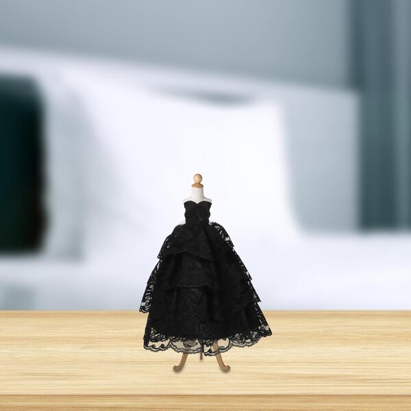 Abiti da Sposa Miniature per Bambole: Set 2 Pezzi Bianco e Nero con Tutu in Pizzo