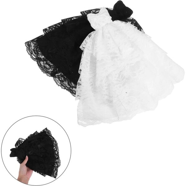 Abiti da Sposa Miniature per Bambole: Set 2 Pezzi Bianco e Nero con Tutu in Pizzo