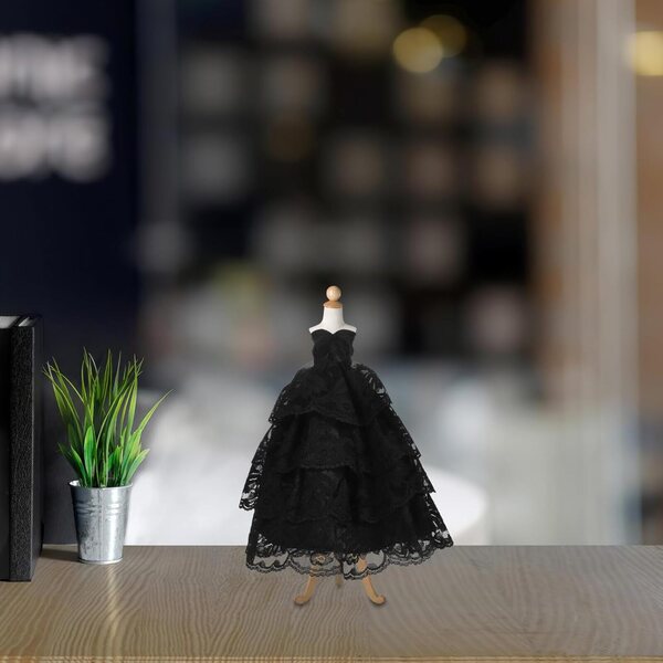 Abiti da Sposa Miniature per Bambole: Set 2 Pezzi Bianco e Nero con Tutu in Pizzo