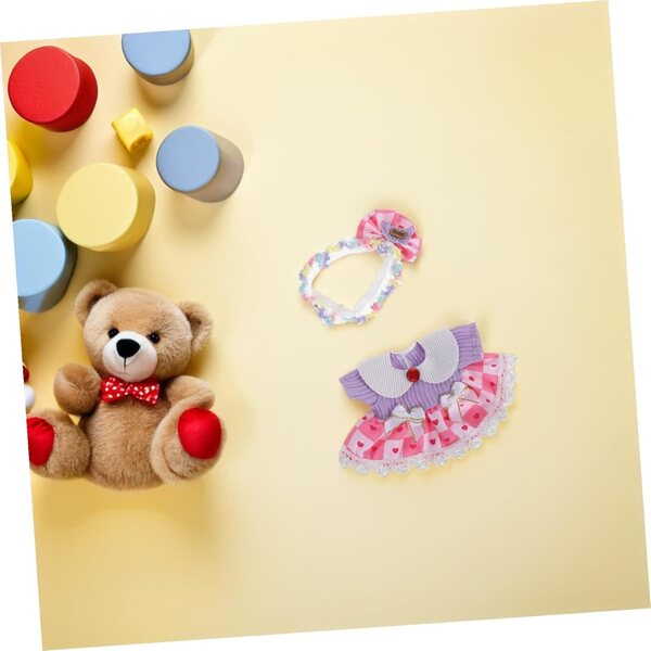 iplusmile Abito Principessa e Fascia per Bambola con Accessori per Orsetto, materiale morbido e durevole