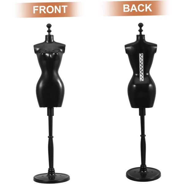Set mit 6 Schaufensterpuppenständern für Puppenkleidung aus schwarzem ABS – ideal für Mini-Häuser