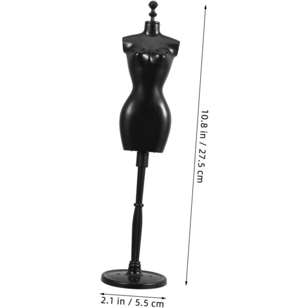 Set mit 6 Schaufensterpuppenständern für Puppenkleidung aus schwarzem ABS – ideal für Mini-Häuser