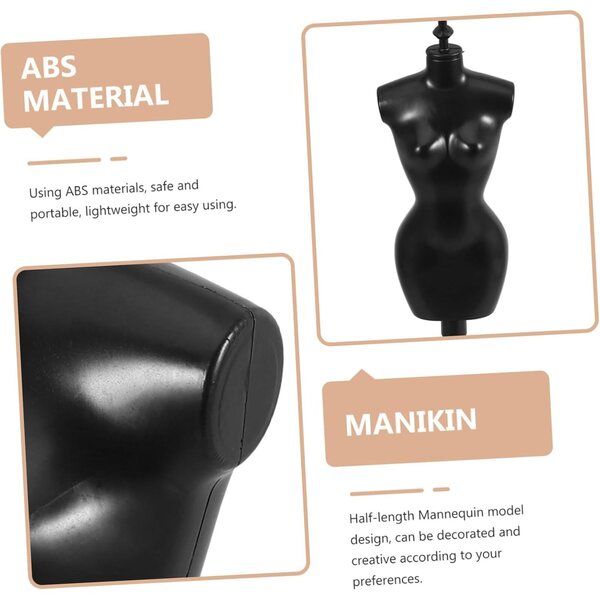 Set mit 6 Schaufensterpuppenständern für Puppenkleidung aus schwarzem ABS – ideal für Mini-Häuser