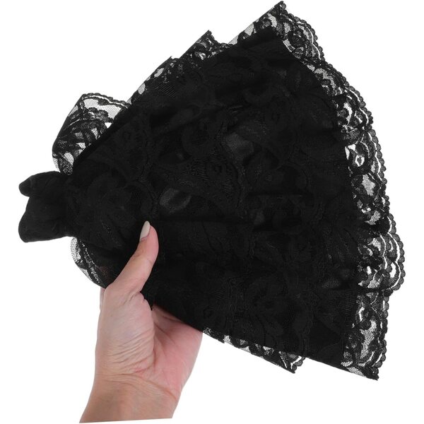 Puppen-Hochzeitskostüm: Schwarz-weißes Spitzen-Minikleid und Accessoires-Set