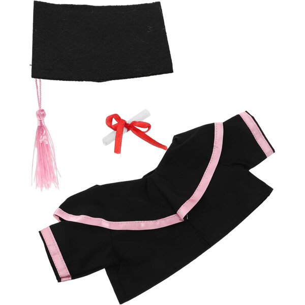 Costume Ours in Peluche per Laurea con Scialle e Cappello Rosa - Souvenir Unico