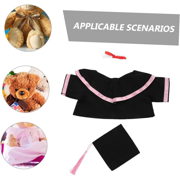 Costume Ours in Peluche per Laurea con Scialle e Cappello Rosa - Souvenir Unico