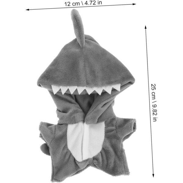 Haifischförmiges Plüschkleid für 20-cm-Puppen, weich und bequem, graue Farbe