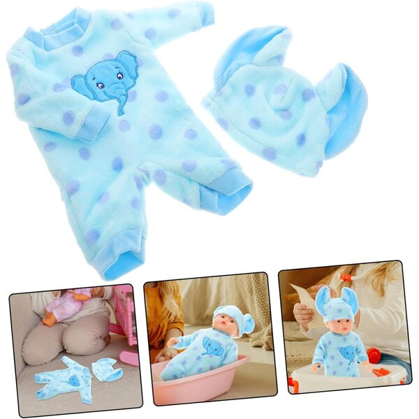 Uonlytech Schlafanzug für Puppe, 45 cm, Blau mit Punkten – Set mit 2 weichen und bequemen Teilen