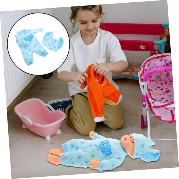 Uonlytech Schlafanzug für Puppe, 45 cm, Blau mit Punkten – Set mit 2 weichen und bequemen Teilen