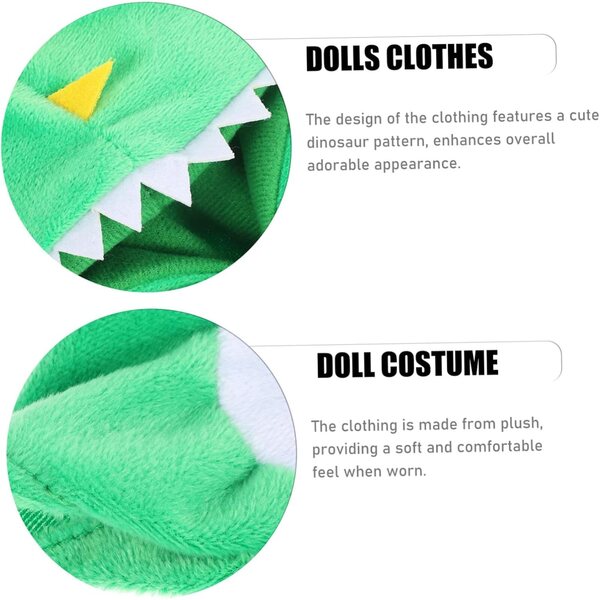 Costume dinosauro in peluche per bambole 20 cm, abbigliamento morbido e leggero unisex