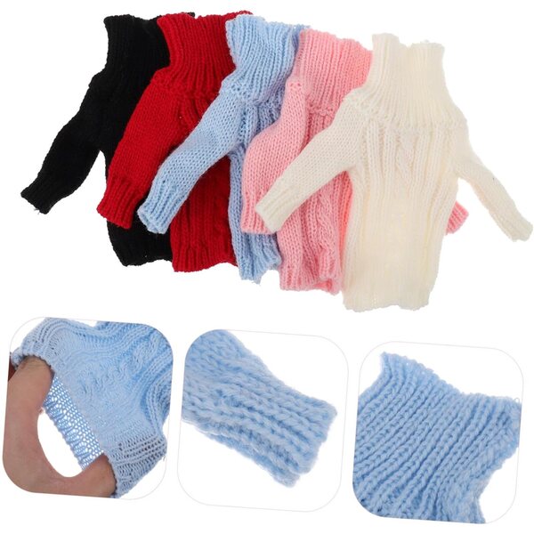 Set mit 5 gestrickten Puppenkleidern, kompakte Größe und lässige Farben, vielseitiges Zubehör für Kinder